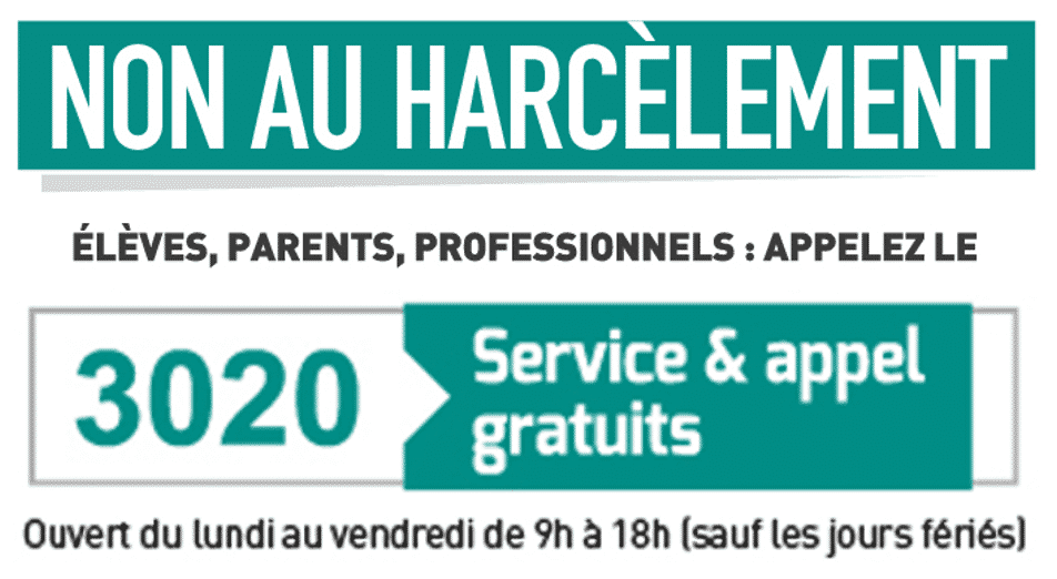 aide harcèlement scolaire Non au harcelement 3020