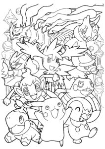 coloriage plusieurs pokemon à imprimer