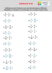 exercices sur les fractions à imprimer