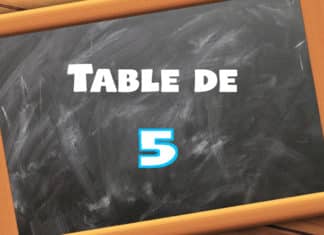 table de multiplication de 5