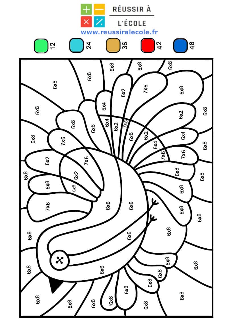 Coloriage magique: Table x 9