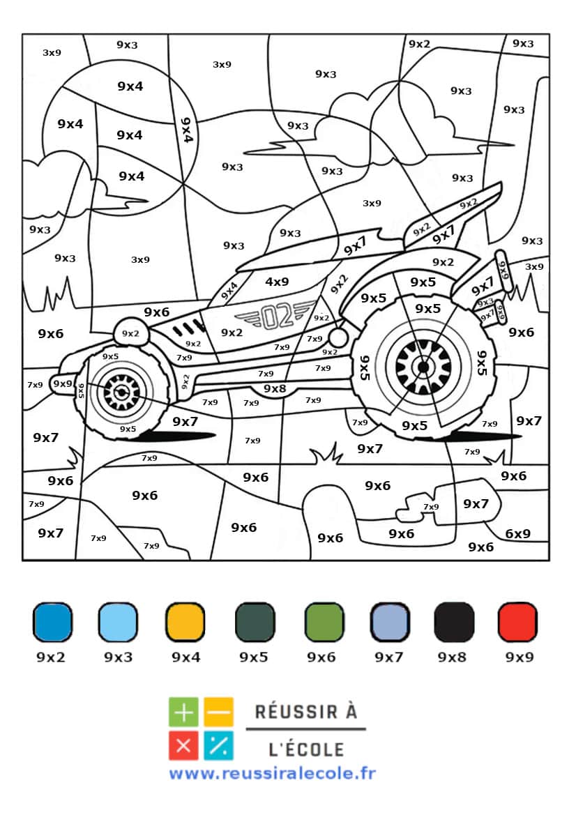 Coloriage magique, multiplications par 9 