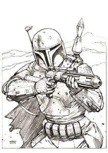 coloriage star wars boba fett