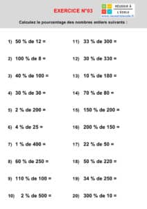 calcul d un pourcentage