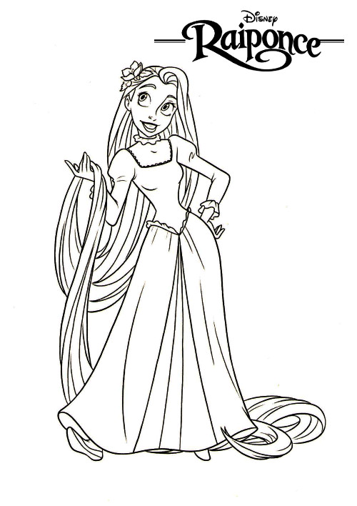 Coloriage Raiponce Et Les Princesses Disney Dessin Fille à imprimer