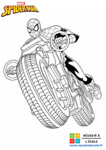 coloriage spiderman moto