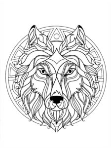 coloriage loup mandala