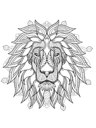 coloriage mandala lion