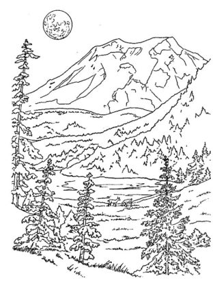 coloriage montagne hiver