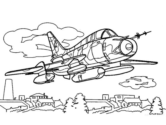 coloriage avion militaire