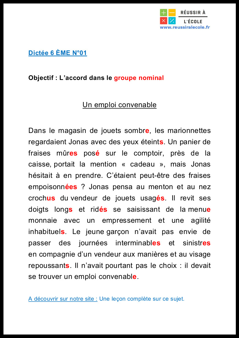 Dictee Pour 6Eme Dict e Pr par e De Mots Pour 6 me Imprimer TTBDLX