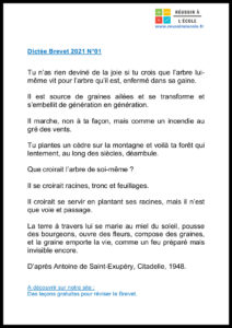 dictee brevet 2021