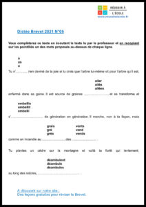 dictée brevet 2021 pdf