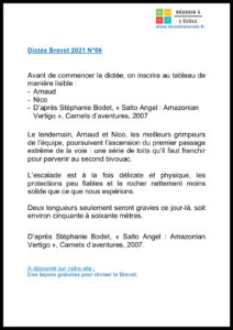 dictée brevet 2021 pdf