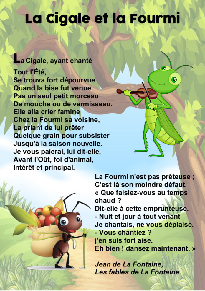 La Cigale et la Fourmi Texte complet, bande son et illustrations