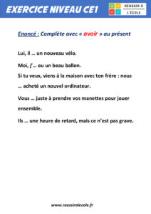 exercice conjugaison ce1