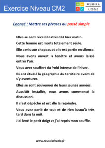 exercice passe simple cm2