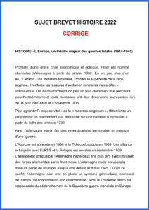 sujet brevet histoire 2022 corrigé