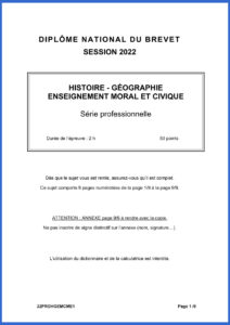 sujet histoire brevet 2022