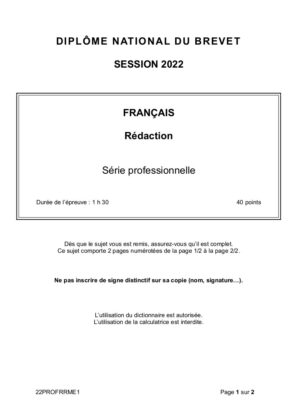 brevet francais 2022