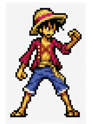 pixel art one piece luffy