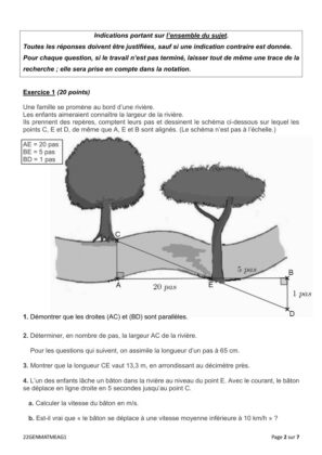 sujet maths brevet 2022