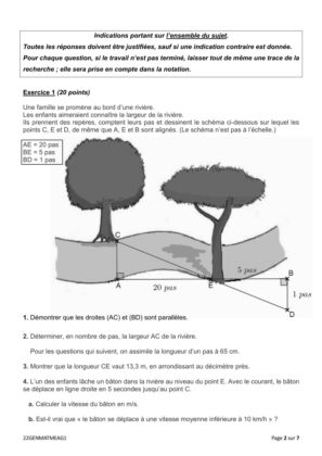 sujet maths brevet 2022