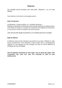 sujet brevet français 2022