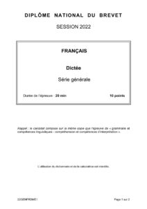 sujet de francais brevet 2022
