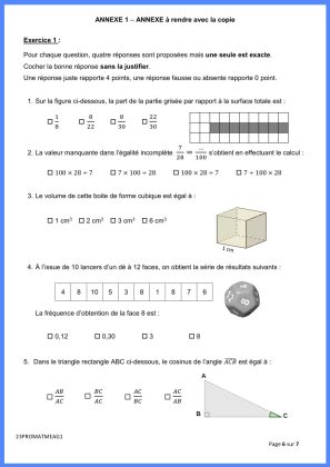 sujet brevet 2023 maths