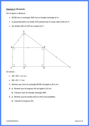 sujet brevet maths 2023