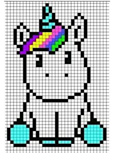 kawaii pixel art licorne