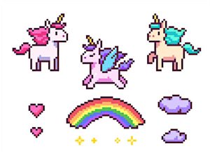 kawaii pixel art licorne