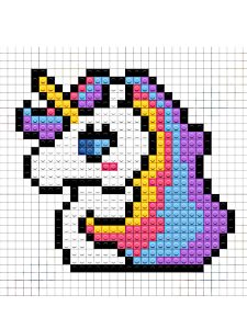 licorne kawaii pixel art facile