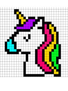 pixel art licorne