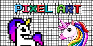 pixel art licorne