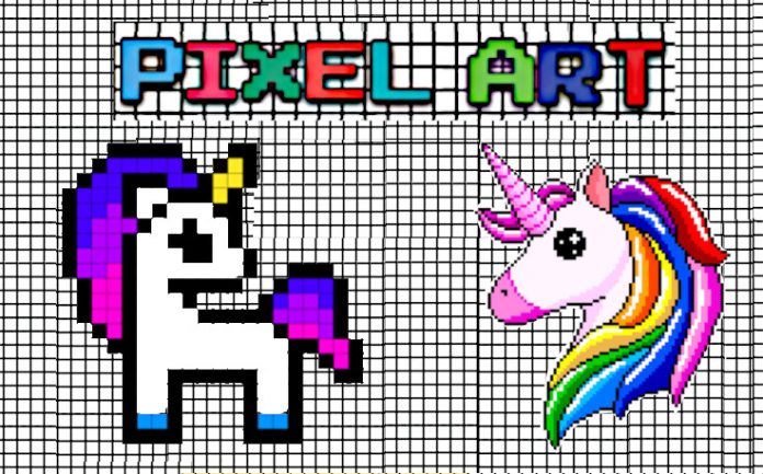 pixel art licorne