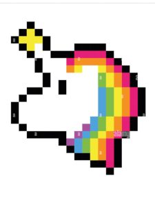 pixel art licorne arc en ciel