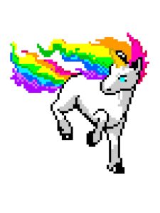 pixel art licorne arc en ciel