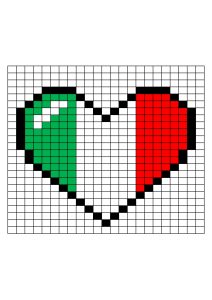 pixel art coeur drapeau