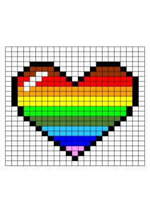 pixel art coeur multicolore