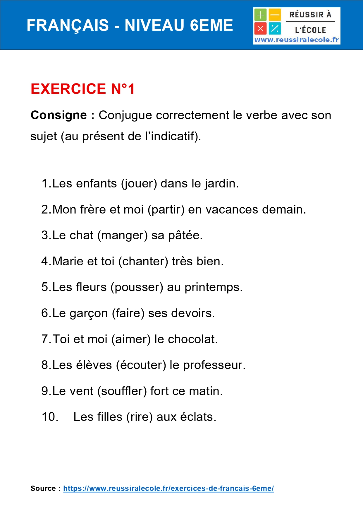 Exercice En Francais 6eme 40 Questions Avec Corrig PDF 