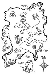 carte au tresor a colorier