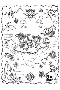 carte au trésor coloriage