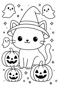 coloriage chat halloween