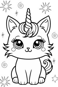 coloriage chat licorne
