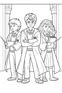 coloriage harry potter hermione et ron