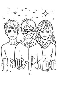 coloriage harry potter hermione et ron