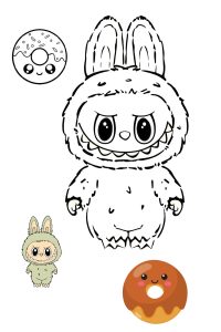 coloriage labubu avec modele