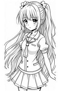 coloriage manga fille ado